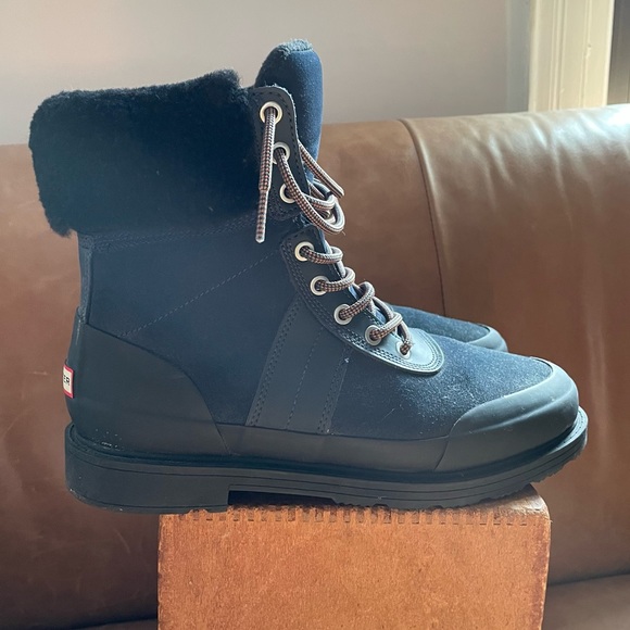 Hunter Commando Suede Shearling Cuff insulated cold weather boots snow winter - Picture 3 of 5